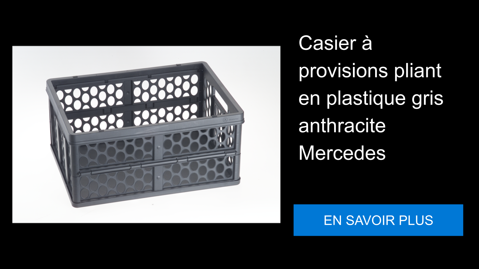 Casier à provisions pliant en plastique gris anthracite Mercedes